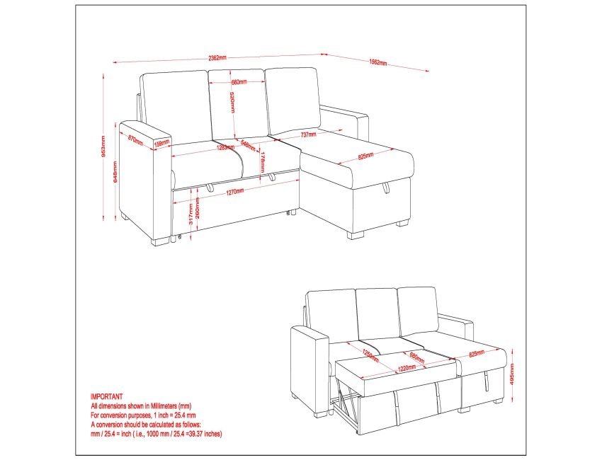 Alfonso 93.25" Sofa with Bed & Storage in Beige - Image 8