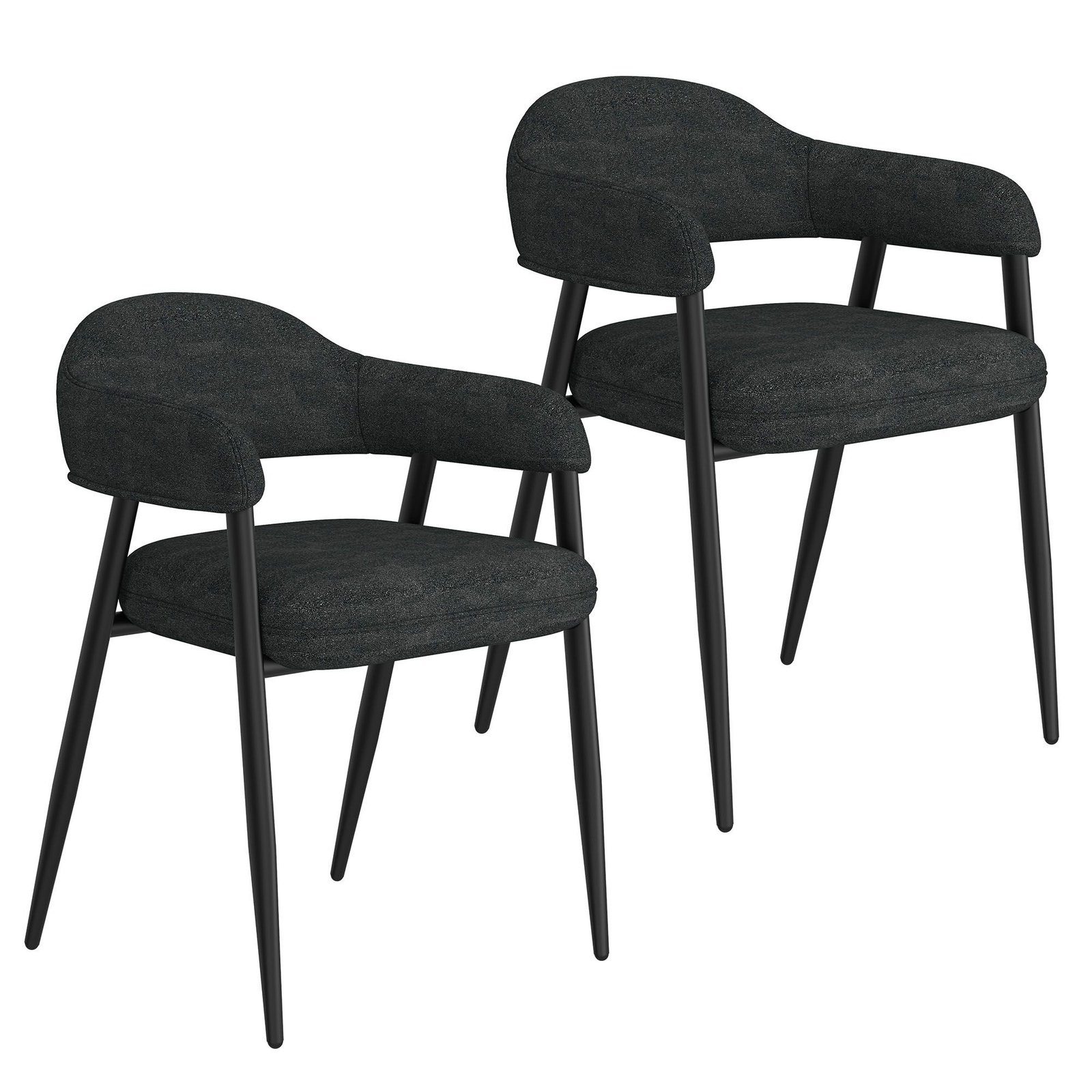 Archer Dining/Lounge Chair, Set of 2 in Charcoal and Black - Image 7