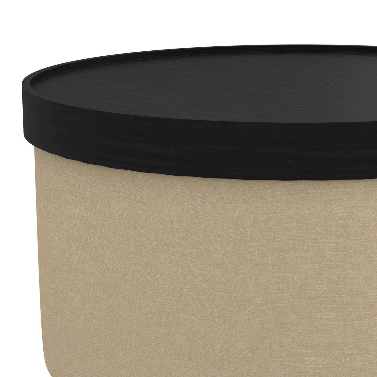 Betsy Round Storage Ottoman with Tray in Beige and Black - Image 7