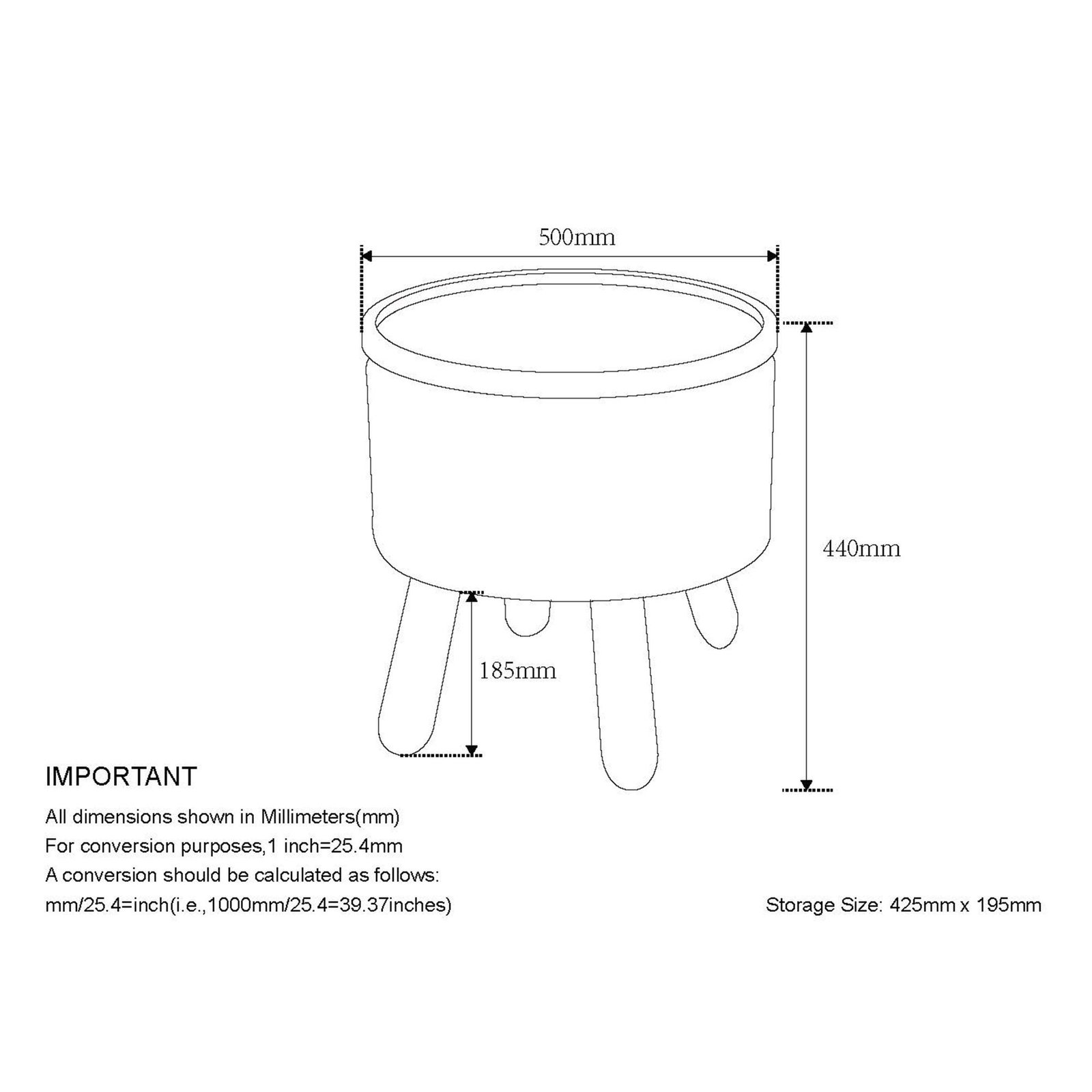 Betsy Round Storage Ottoman with Tray in Beige and Black - Image 8